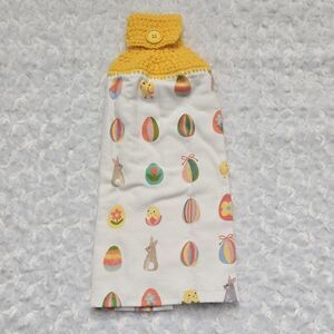 Celebrate Together Easter Kitchen Towel Cotton Button Closure Eggs Bunnies